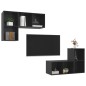 vidaXL Mobile TV a Parete 4 pz Nero Lucido in Truciolato vidaXL Mobile TV a Parete 4 pz Nero Lucido in Truciolato