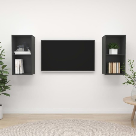 vidaXL Mobile TV a Parete 2 pz Grigio in Truciolato