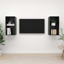 vidaXL Mobile TV a Parete 2 pz Nero Lucido in Truciolato