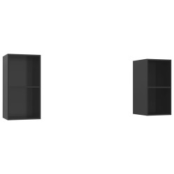 vidaXL Mobile TV a Parete 2 pz Nero Lucido in Truciolato