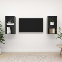 vidaXL Mobile TV a Parete 2 pz Grigio Lucido in Truciolato