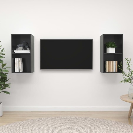 vidaXL Mobile TV a Parete 2 pz Grigio Lucido in Truciolato
