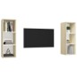 vidaXL Mobile TV a Parete 2 pz Bianco e Rovere Sonoma in Truciolato vidaXL Mobile TV a Parete 2 pz Bianco e Rovere Sonoma in Truciolato