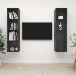 vidaXL Mobile TV a Parete 2 pz Grigio in Truciolato