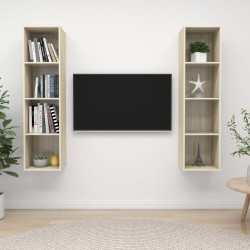 vidaXL Mobile TV a Parete 2 pz Rovere Sonoma in Truciolato