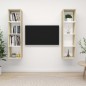 vidaXL Mobile TV a Parete 2 pz Bianco e Rovere Sonoma in Truciolato vidaXL Mobile TV a Parete 2 pz Bianco e Rovere Sonoma in Truciolato