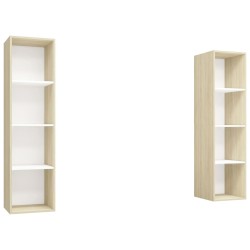 vidaXL Mobile TV a Parete 2 pz Bianco e Rovere Sonoma in Truciolato