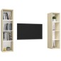 vidaXL Mobile TV a Parete 2 pz Bianco e Rovere Sonoma in Truciolato vidaXL Mobile TV a Parete 2 pz Bianco e Rovere Sonoma in Truciolato