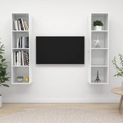 vidaXL Mobile TV a Parete 2 pz Bianco Lucido in Truciolato