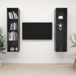 vidaXL Mobile TV a Parete 2 pz Grigio Lucido in Truciolato