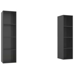 vidaXL Mobile TV a Parete 2 pz Grigio Lucido in Truciolato