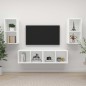 vidaXL Mobile TV a Parete 4 pz Bianco in Truciolato vidaXL Mobile TV a Parete 4 pz Bianco in Truciolato