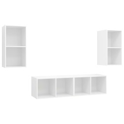vidaXL Mobile TV a Parete 4 pz Bianco in Truciolato