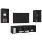 vidaXL Mobile TV a Parete 4 pz Nero in Truciolato vidaXL Mobile TV a Parete 4 pz Nero in Truciolato