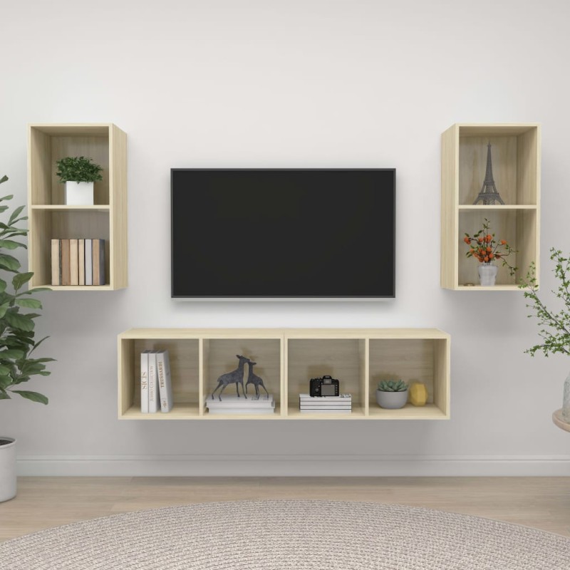vidaXL Mobile TV a Parete 4 pz Rovere Sonoma in Truciolato vidaXL Mobile TV a Parete 4 pz Rovere Sonoma in Truciolato