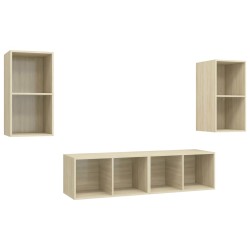 vidaXL Mobile TV a Parete 4 pz Rovere Sonoma in Truciolato