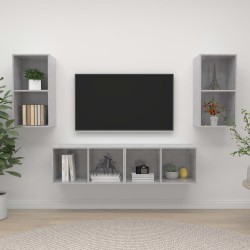 vidaXL Mobile TV a Parete 4 pz Grigio Cemento in Truciolato