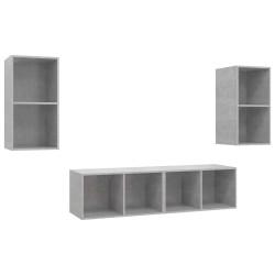 vidaXL Mobile TV a Parete 4 pz Grigio Cemento in Truciolato