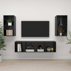 vidaXL Mobile TV a Parete 4 pz Nero Lucido in Truciolato