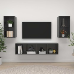 vidaXL Mobile TV a Parete 4 pz Grigio Lucido in Truciolato