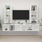 vidaXL Mobile TV a Parete 4 pz Bianco in Truciolato vidaXL Mobile TV a Parete 4 pz Bianco in Truciolato