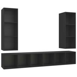 vidaXL Mobile TV a Parete 4 pz Nero in Truciolato