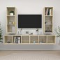 vidaXL Mobile TV a Parete 4 pz Rovere Sonoma in Truciolato