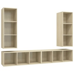 vidaXL Mobile TV a Parete 4 pz Rovere Sonoma in Truciolato