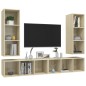vidaXL Mobile TV a Parete 4 pz Rovere Sonoma in Truciolato