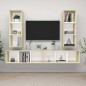 vidaXL Mobile TV a Parete 4 pz Bianco e Rovere Sonoma in Truciolato vidaXL Mobile TV a Parete 4 pz Bianco e Rovere Sonoma in Truciolato