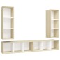 vidaXL Mobile TV a Parete 4 pz Bianco e Rovere Sonoma in Truciolato vidaXL Mobile TV a Parete 4 pz Bianco e Rovere Sonoma in Truciolato