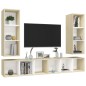 vidaXL Mobile TV a Parete 4 pz Bianco e Rovere Sonoma in Truciolato vidaXL Mobile TV a Parete 4 pz Bianco e Rovere Sonoma in Truciolato