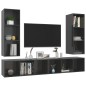 vidaXL Mobile TV a Parete 4 pz Grigio Lucido in Truciolato vidaXL Mobile TV a Parete 4 pz Grigio Lucido in Truciolato