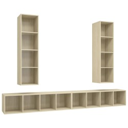 vidaXL Mobile TV a Parete 4 pz Rovere Sonoma in Truciolato