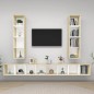 vidaXL Mobile TV a Parete 4 pz Bianco e Rovere in Legno Multistrato