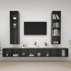 vidaXL Mobile TV a Parete 4 pz Grigio Lucido in Truciolato