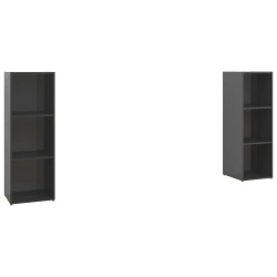 vidaXL Mobili Porta TV 2 pz Grigio Lucido 107x35x37 cm in Truciolato