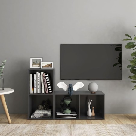 vidaXL Mobili TV 2 pz Grigi 72x35x36,5 cm in Truciolato 
