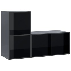 vidaXL Mobili Porta TV 2 pz Nero Lucido 72x35x36,5 cm in Truciolato