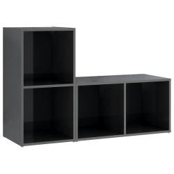 vidaXL Mobili TV 2 pz Grigio Lucido 72x35x36,5 cm in Legno Multistrato