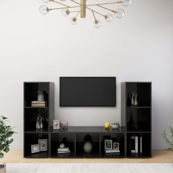 vidaXL Mobili Porta TV 3 pz Nero Lucido 107x35x37 cm in Truciolato