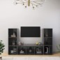 vidaXL Mobili Porta TV 3 pz Grigio Lucido 107x35x37 cm in Truciolato vidaXL Mobili Porta TV 3 pz Grigio Lucido 107x35x37 cm in Truciolato