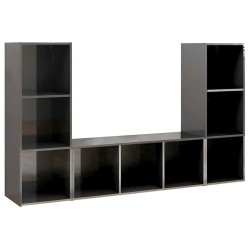vidaXL Mobili Porta TV 3 pz Grigio Lucido 107x35x37 cm in Truciolato