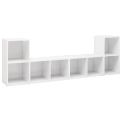vidaXL Mobili Porta TV 4 pz Bianco Lucido 72x35x36,5 cm in Truciolato
