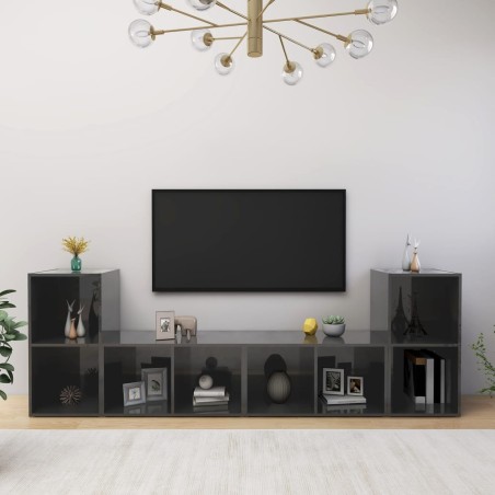 vidaXL Mobili Porta TV 4 pz Grigio Lucido 72x35x36,5 cm in Truciolato