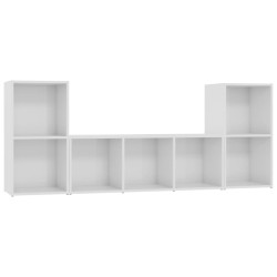 vidaXL Set Mobile TV 3 pz Bianco Lucido in Truciolato