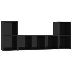 vidaXL Set Mobile TV 3 pz Nero Lucido in Truciolato