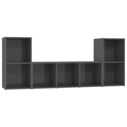 vidaXL Set Mobili TV 3 pz Grigio Lucido in Legno Multistrato