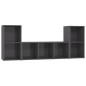 vidaXL Set Mobili TV 3 pz Grigio Lucido in Legno Multistrato