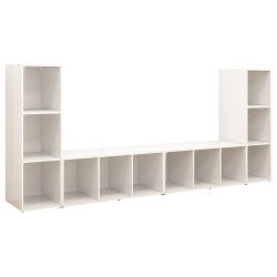 vidaXL Mobili Porta TV 4 pz Bianco Lucido 107x35x37 cm in Truciolato